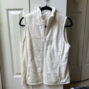 Land’s End Women's White Fleece Vest